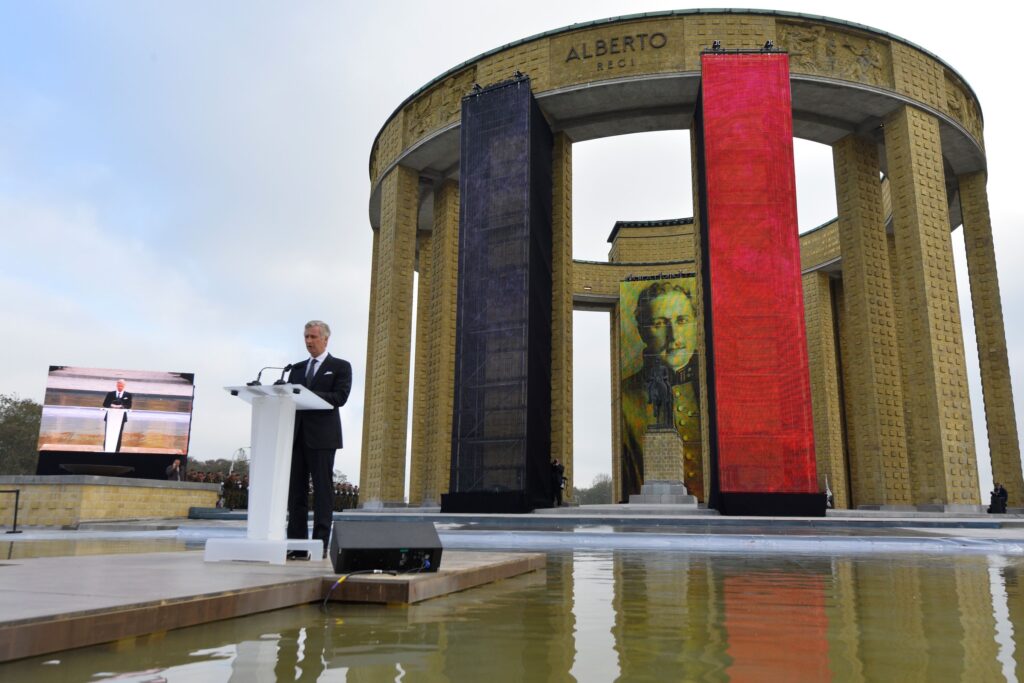 20141028 NIEUWPOORT BELGIUM -  Commemorative Ceremony of the One Hundredth Anniversary of the First World War. King Philippe of Belgium pictured at the King Albert I Monument. MANDATORY CREDIT: FOD Kanselarij van de Eerste Minister / SPF Chancellerie du Premier Ministre